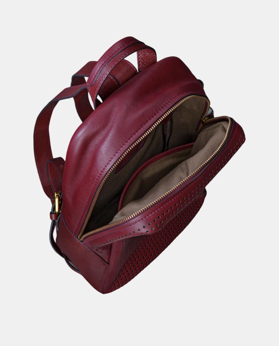 Mochila em Pele Perfurada Vermelho-5