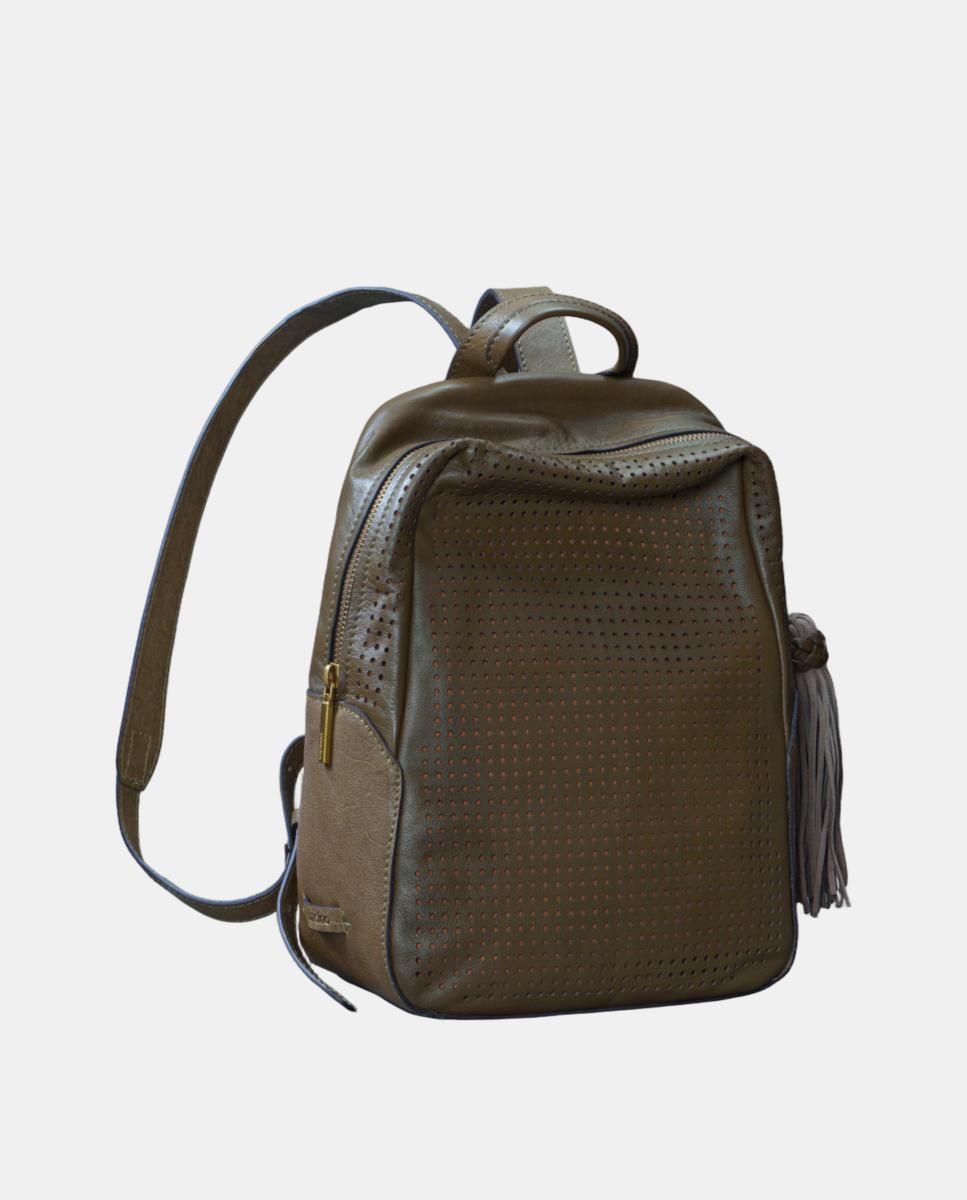 Mochila em Pele Perfurada Verde-3
