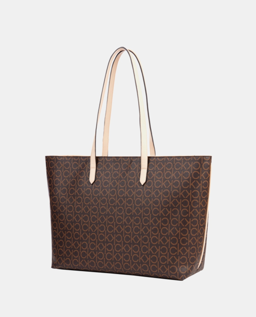 Mala Shopper com Estampado de Monograma - Castanho Castanho-2