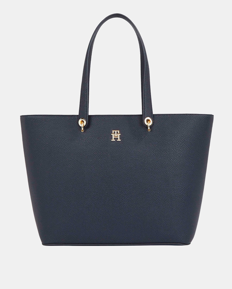 Imagem 0 de Mala Tipo Tote Grande com Logótipo TH e Fecho de Correr - Azul-Marinho
