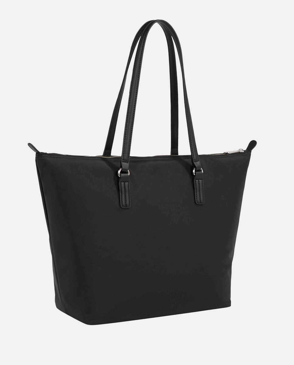 Mala Tipo Tote com Logótipo TH, Fecho de Correr e em Tecido Reciclado - Preto Preto-2