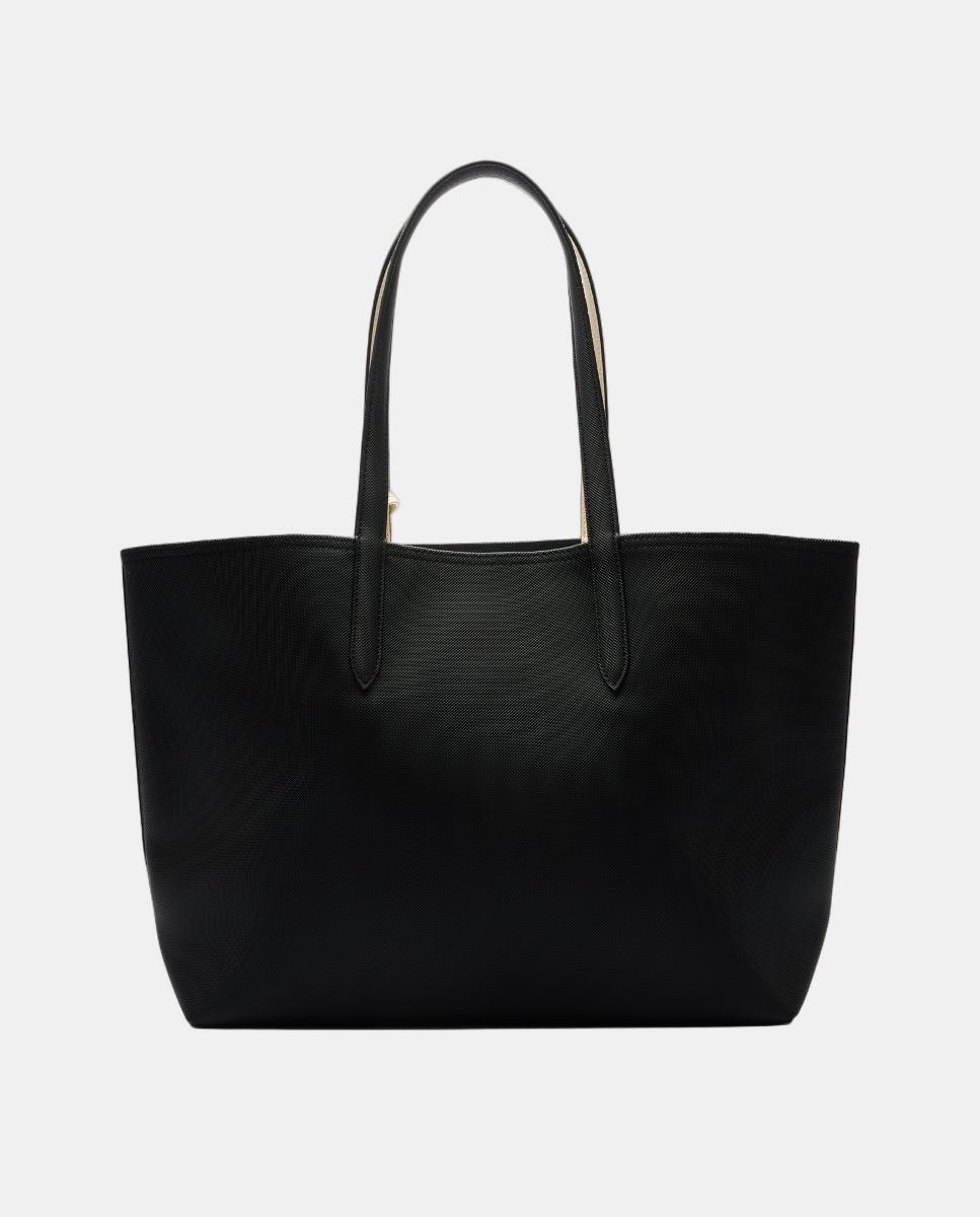Bolso shopper reversible en marrón con logotipo metálico - Lacoste - Beige Negro-2
