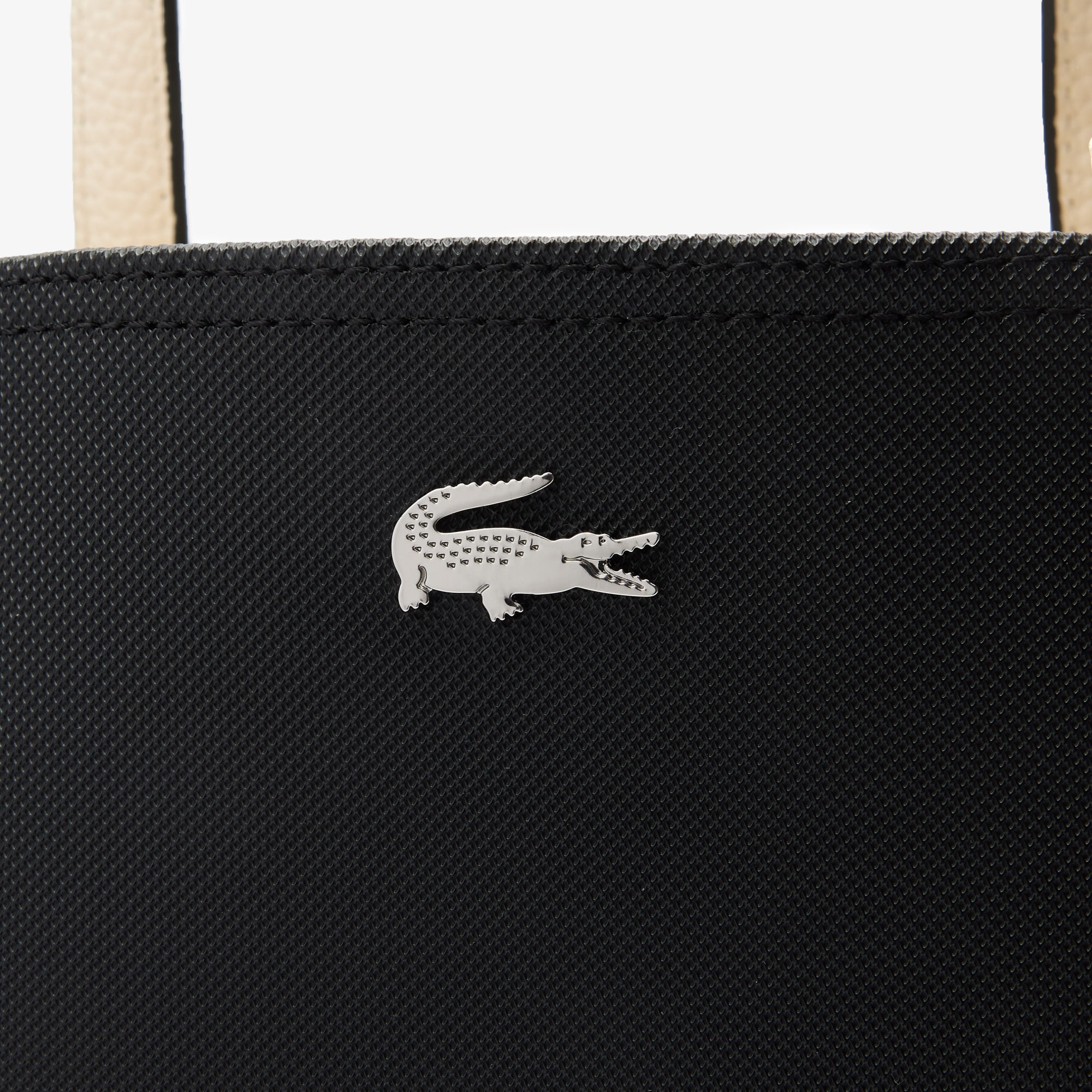 Bolso shopper reversible en marrón con logotipo metálico - Lacoste - Beige Negro-4