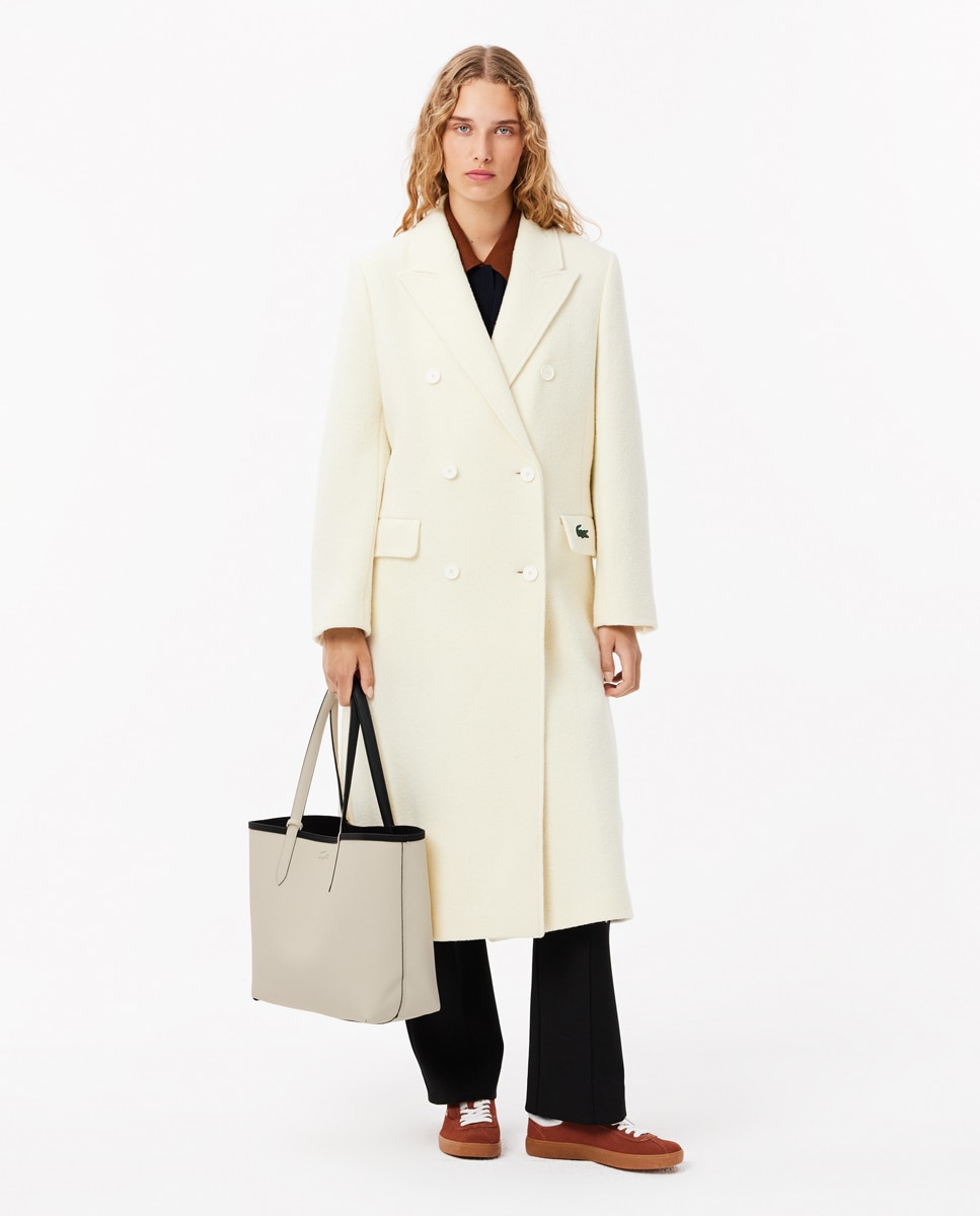 Bolso shopper reversible en marrón con logotipo metálico - Lacoste - Beige Negro-9