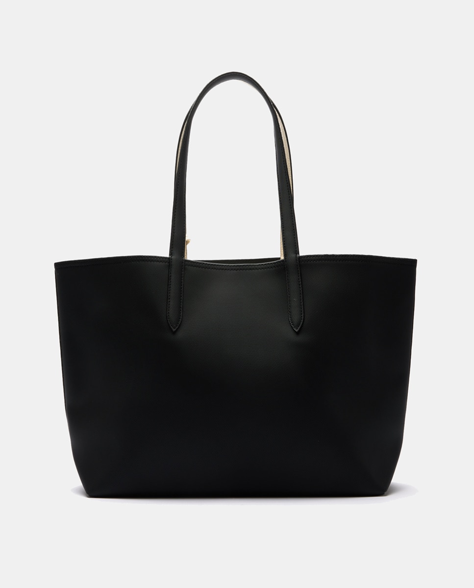 Bolso shopper reversible en marrón con logotipo metálico - Lacoste - Beige Negro-11