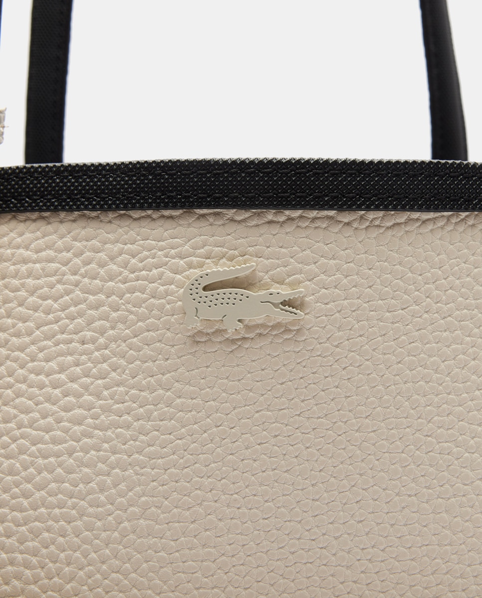 Bolso shopper reversible en marrón con logotipo metálico - Lacoste - Beige Negro-14