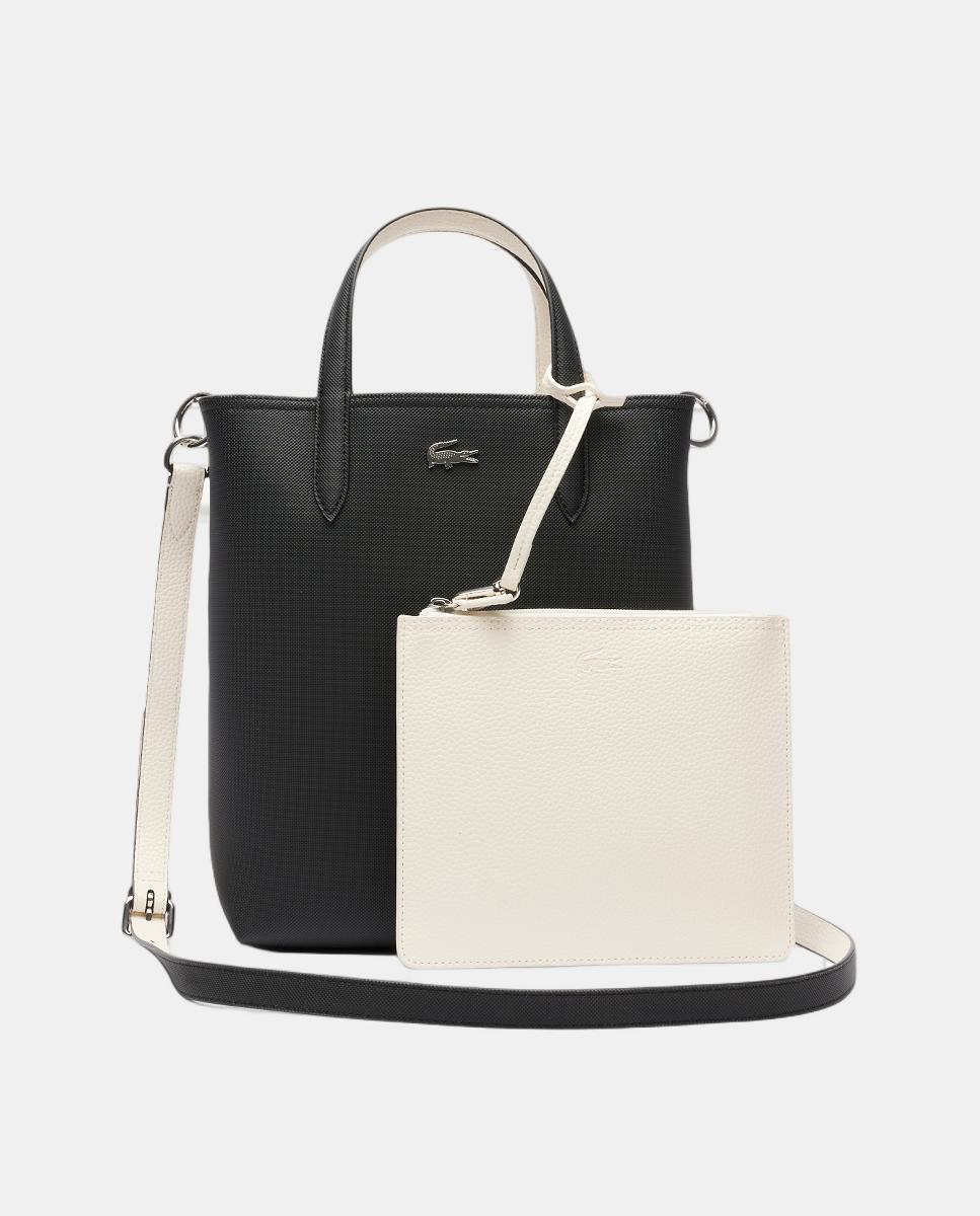 Tote reversible en burdeos y topo con logotipo plateado - Lacoste - Negro Negro-1