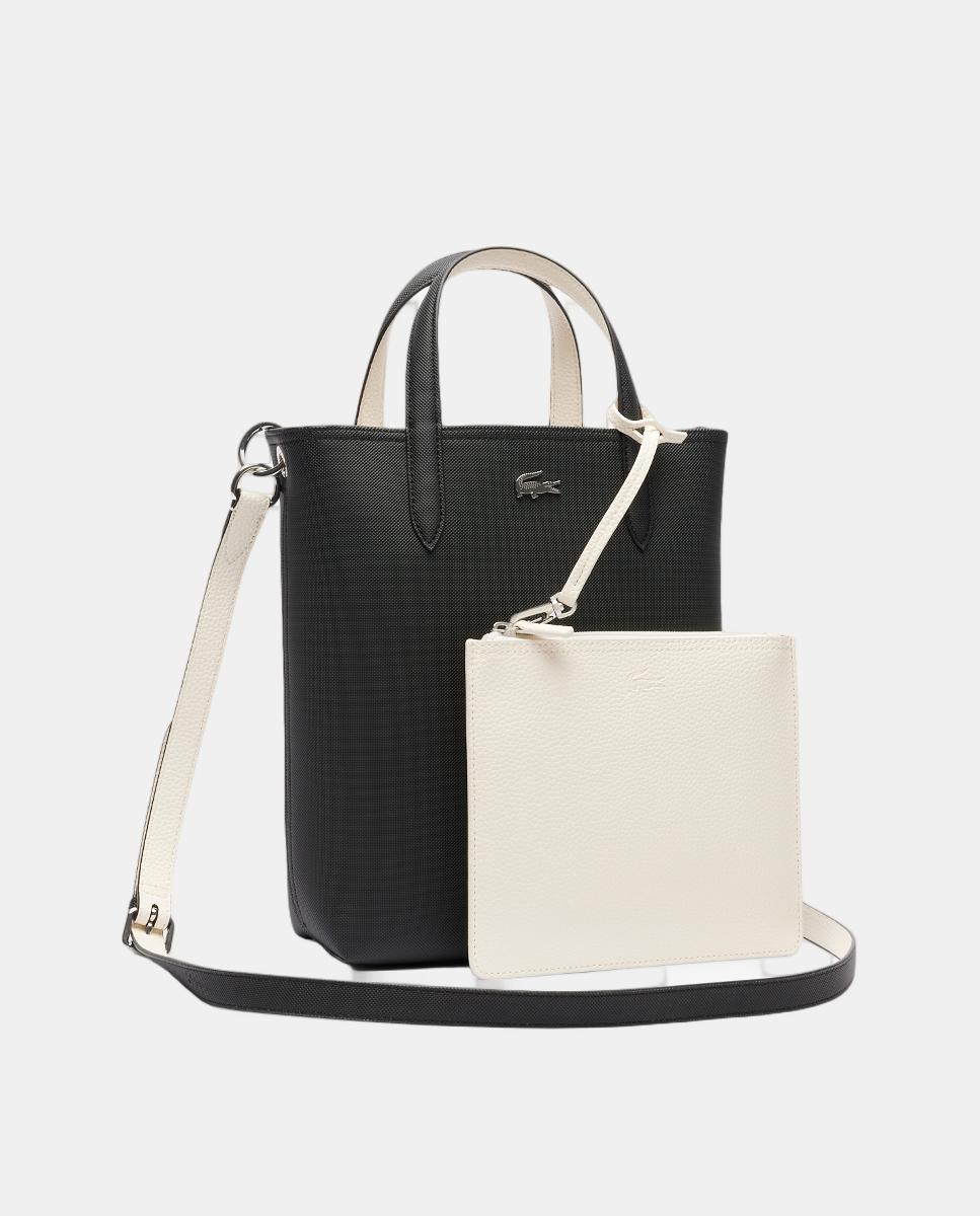 Tote reversible en burdeos y topo con logotipo plateado - Lacoste - Negro Negro-3