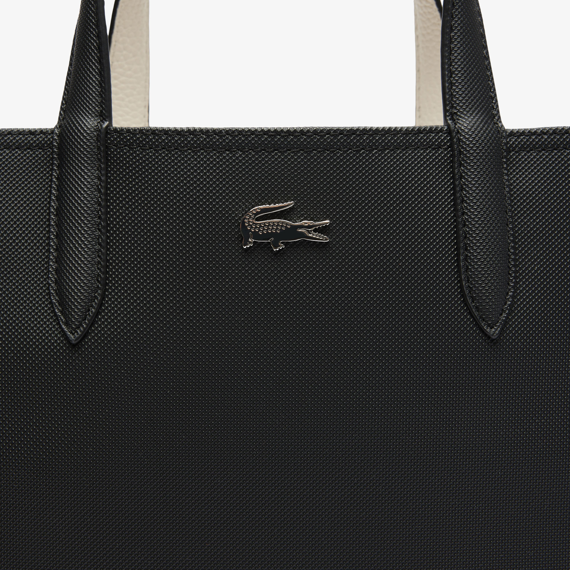 Tote reversible en burdeos y topo con logotipo plateado - Lacoste - Negro Negro-4