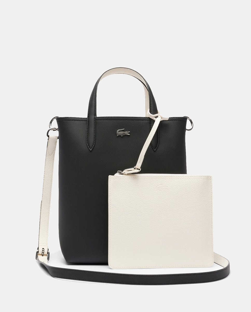 Tote reversible en burdeos y topo con logotipo plateado - Lacoste - Negro Negro-6