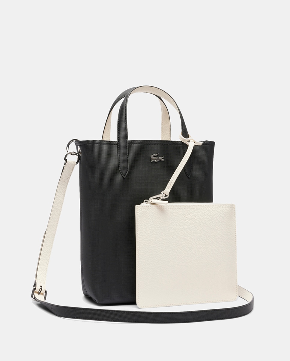 Tote reversible en burdeos y topo con logotipo plateado - Lacoste - Negro Negro-8