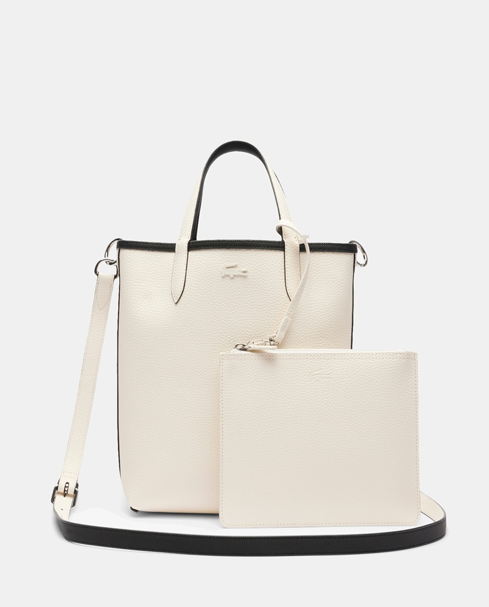 Tote reversible en burdeos y topo con logotipo plateado - Lacoste - Negro Negro-10