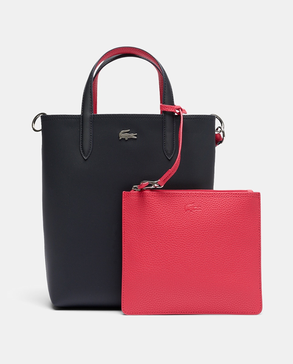Mala Tipo Tote Reversível com Logótipo Prateado - Bordeaux/Taupe Azul-marinho-1