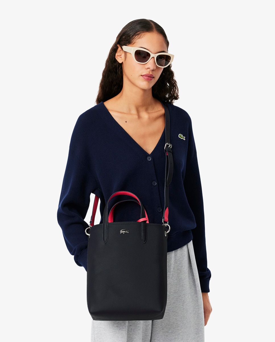 Mala Tipo Tote Reversível com Logótipo Prateado - Bordeaux/Taupe Azul-marinho-2