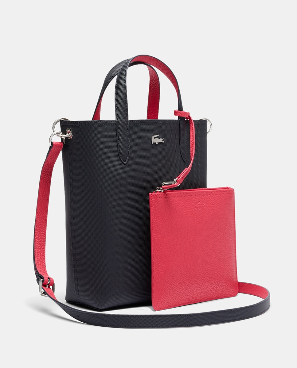 Mala Tipo Tote Reversível com Logótipo Prateado - Bordeaux/Taupe Azul-marinho-4