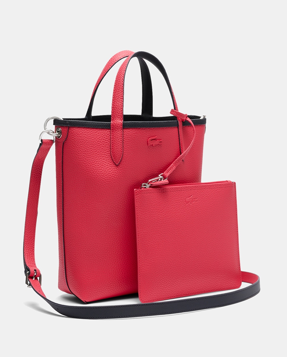 Mala Tipo Tote Reversível com Logótipo Prateado - Bordeaux/Taupe Azul-marinho-5