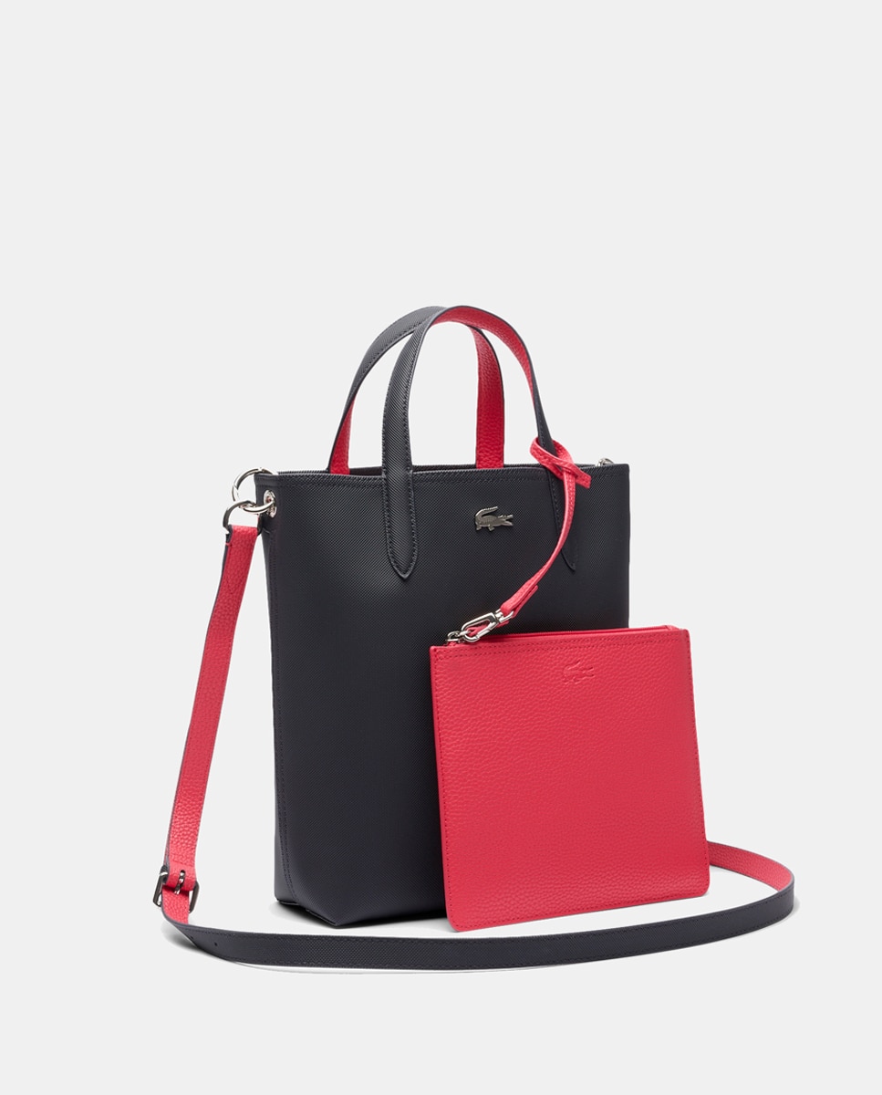 Tote reversible en burdeos y topo con logotipo plateado - Lacoste - Gris Azul marino-8