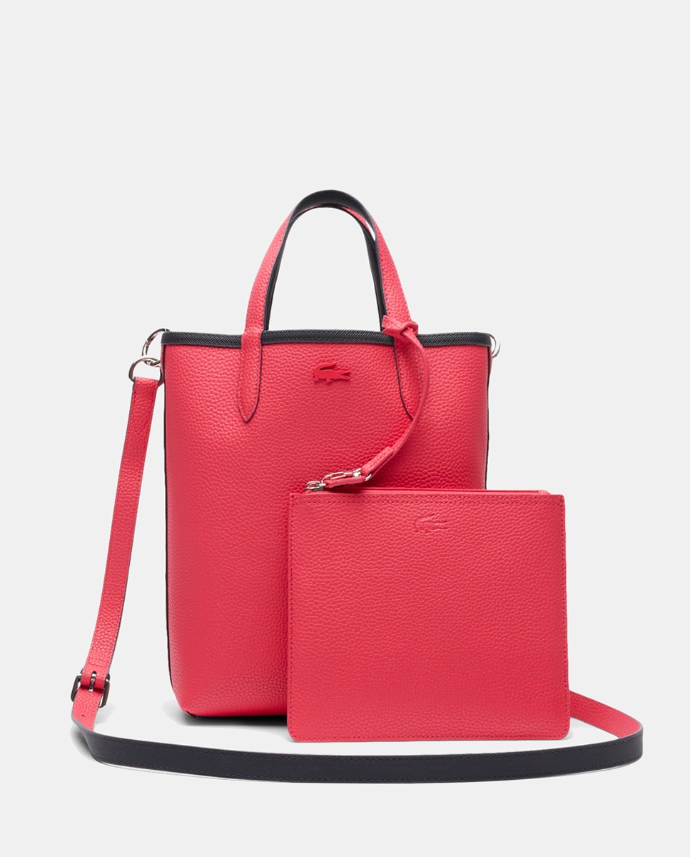 Tote reversible en burdeos y topo con logotipo plateado - Lacoste - Gris Azul marino-10