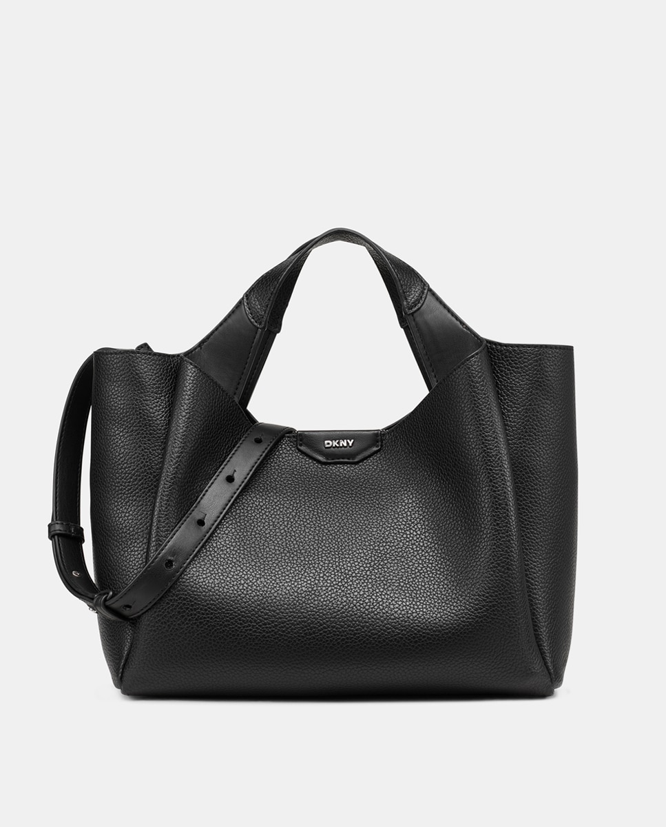 Mala de Ombro Willa com Alça Amovível e Estampado Liso Preto-6