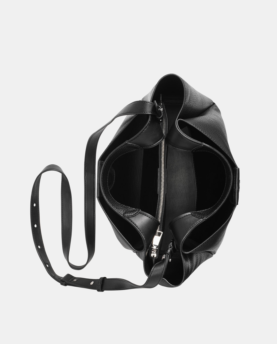 Mala de Ombro Willa com Alça Amovível e Estampado Liso Preto-9
