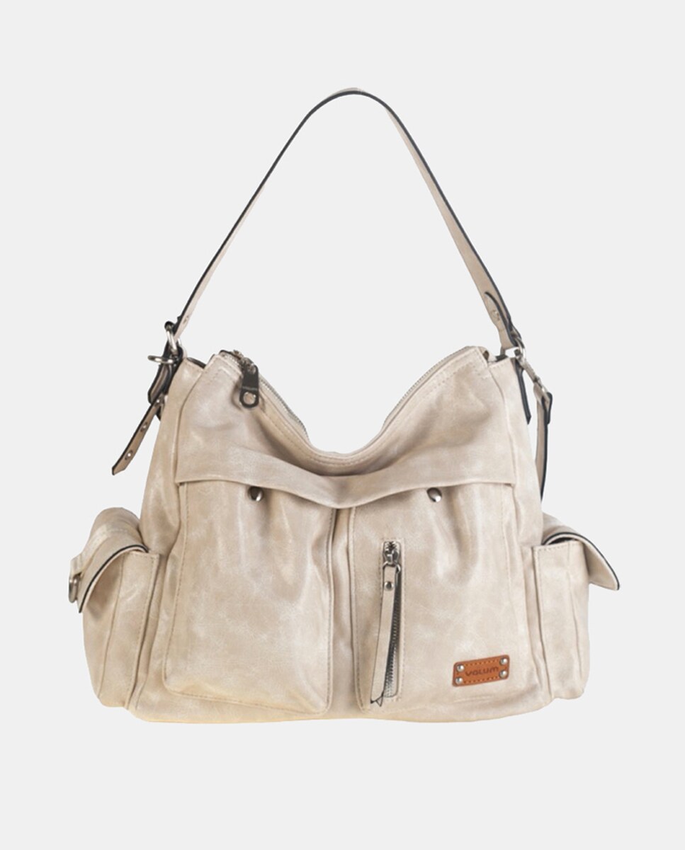 Mala de Ombro de uma Alça em PU com Acabamento de Efeito de Lavagem Cru-1