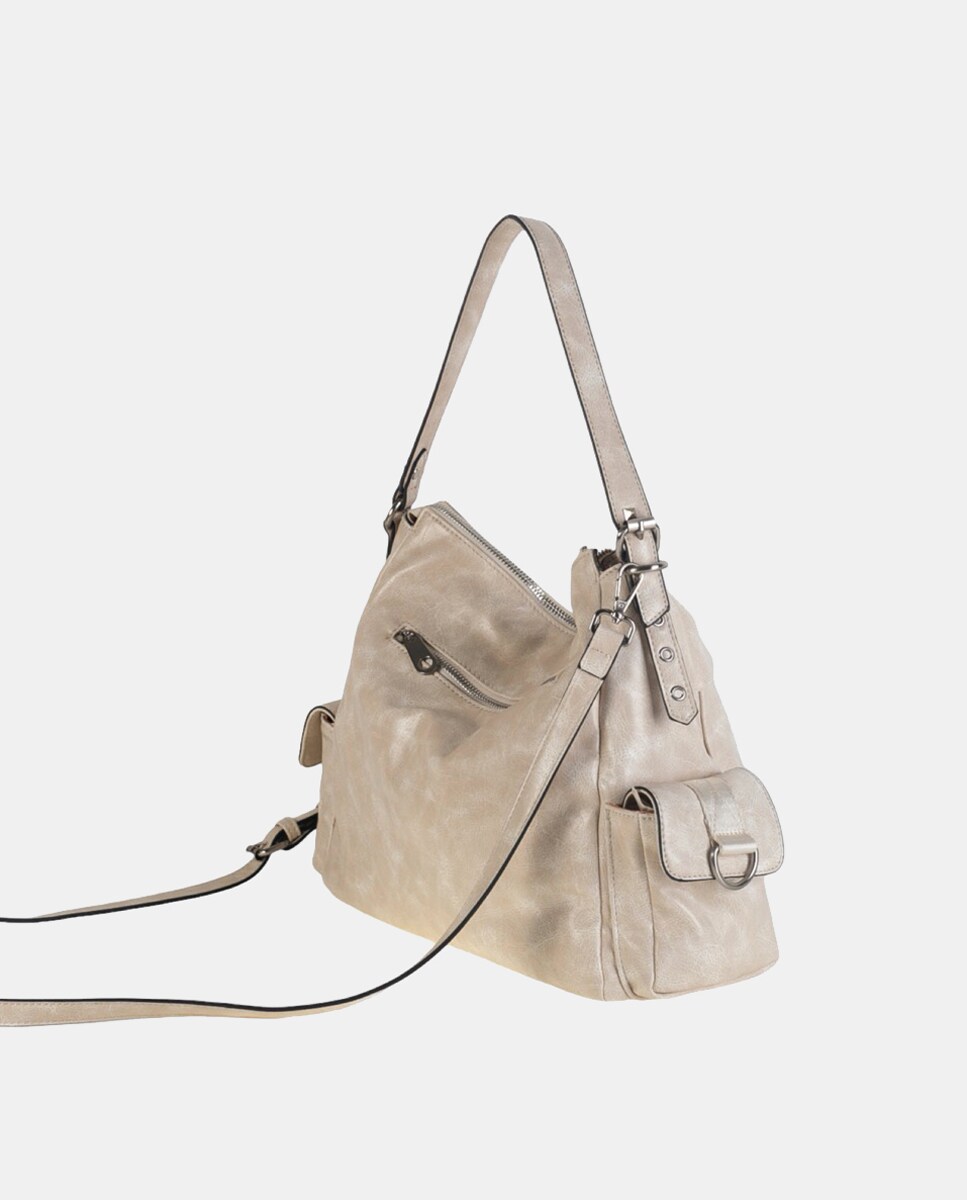 Mala de Ombro de uma Alça em PU com Acabamento de Efeito de Lavagem Cru-2