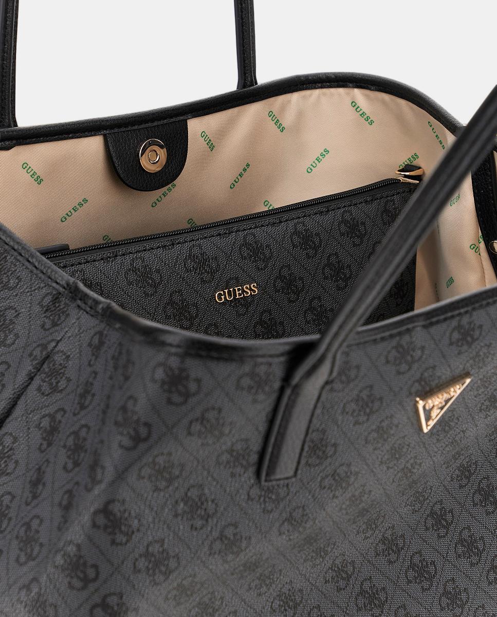 Mala Tipo Tote com Botão Magnético e Mala Pouch Amovível Cinzento-escuro-3