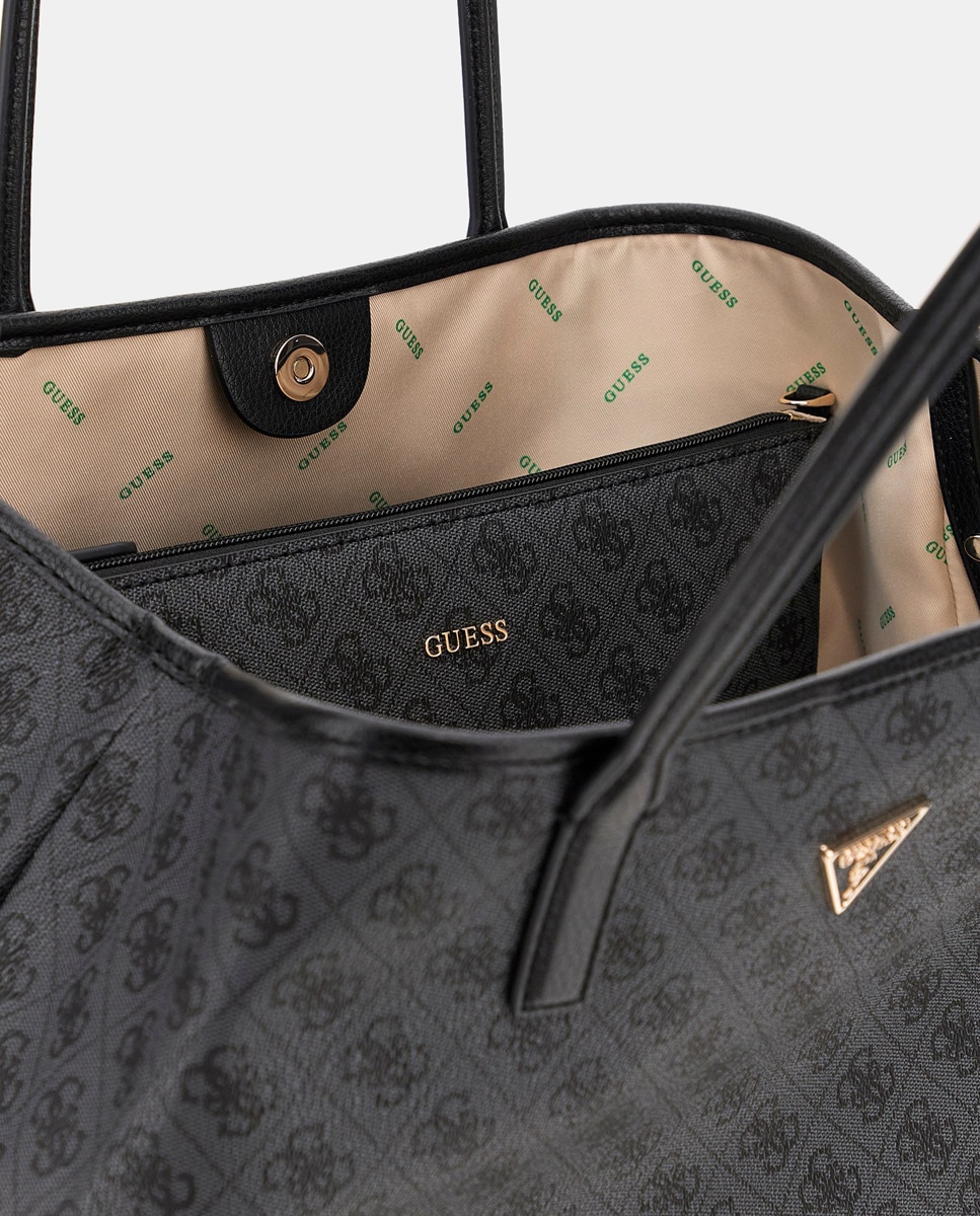 Mala Tipo Tote com Botão Magnético e Mala Pouch Amovível Cinzento-escuro-4