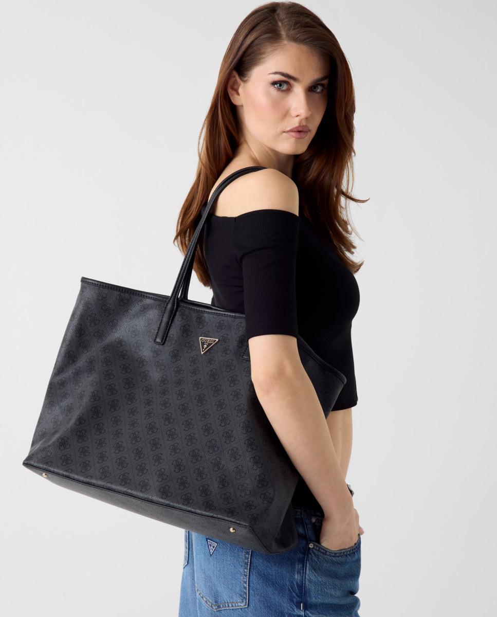 Mala Tipo Tote com Botão Magnético e Mala Pouch Amovível Cinzento-escuro-6