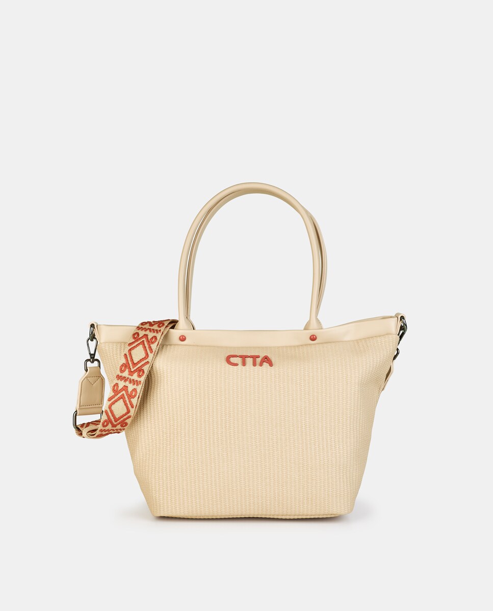 Mala Shopper com Logótipo Bege-1