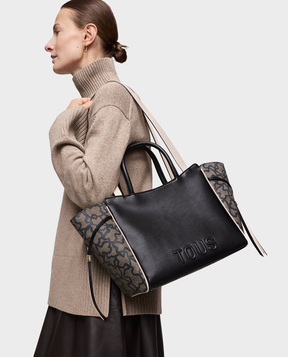 Bolso mediano con cierre de broche y doble asa - Tous - Negro Negro-2