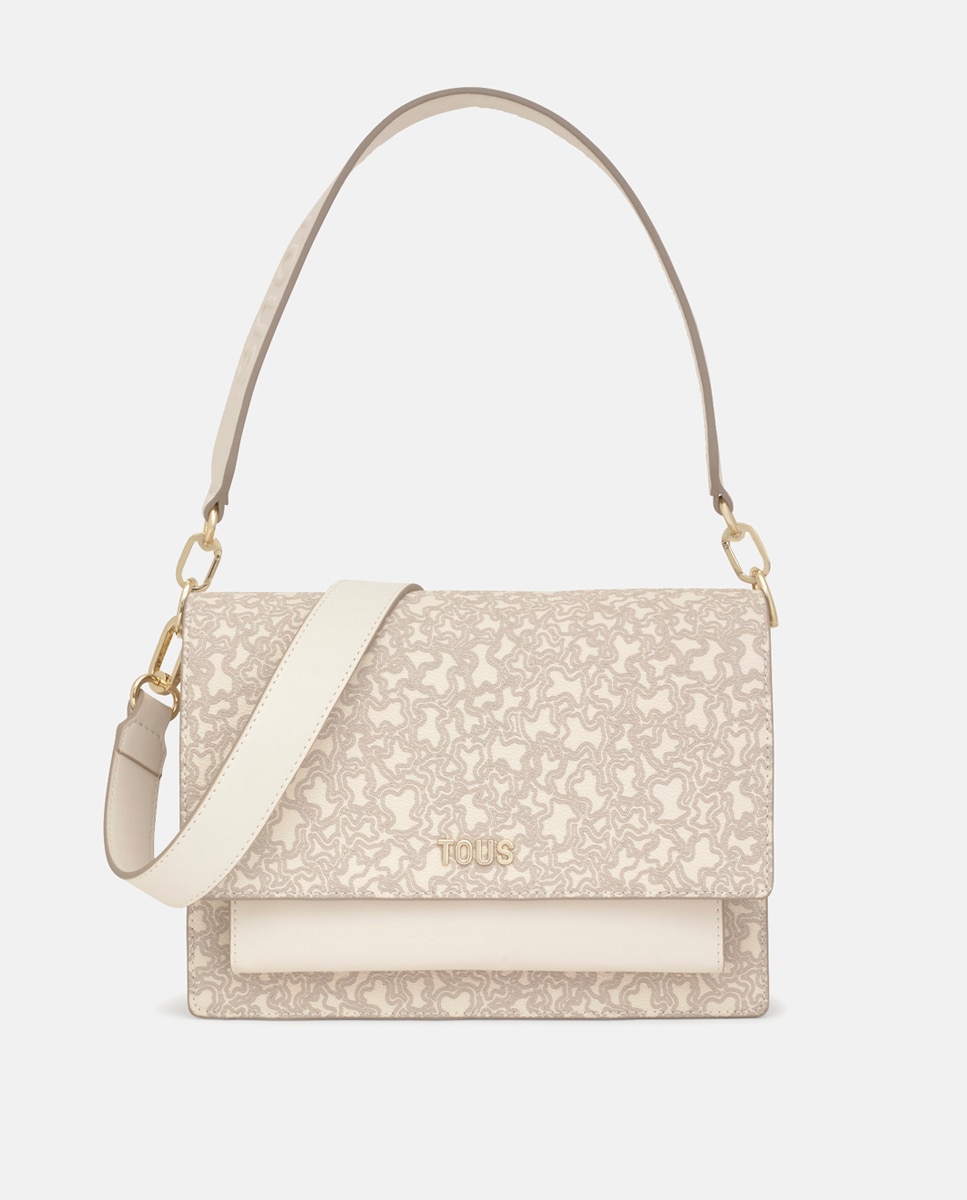 Bolso bandolera mediano con cierre de broche y solapa - Tous - Beige Beige-1