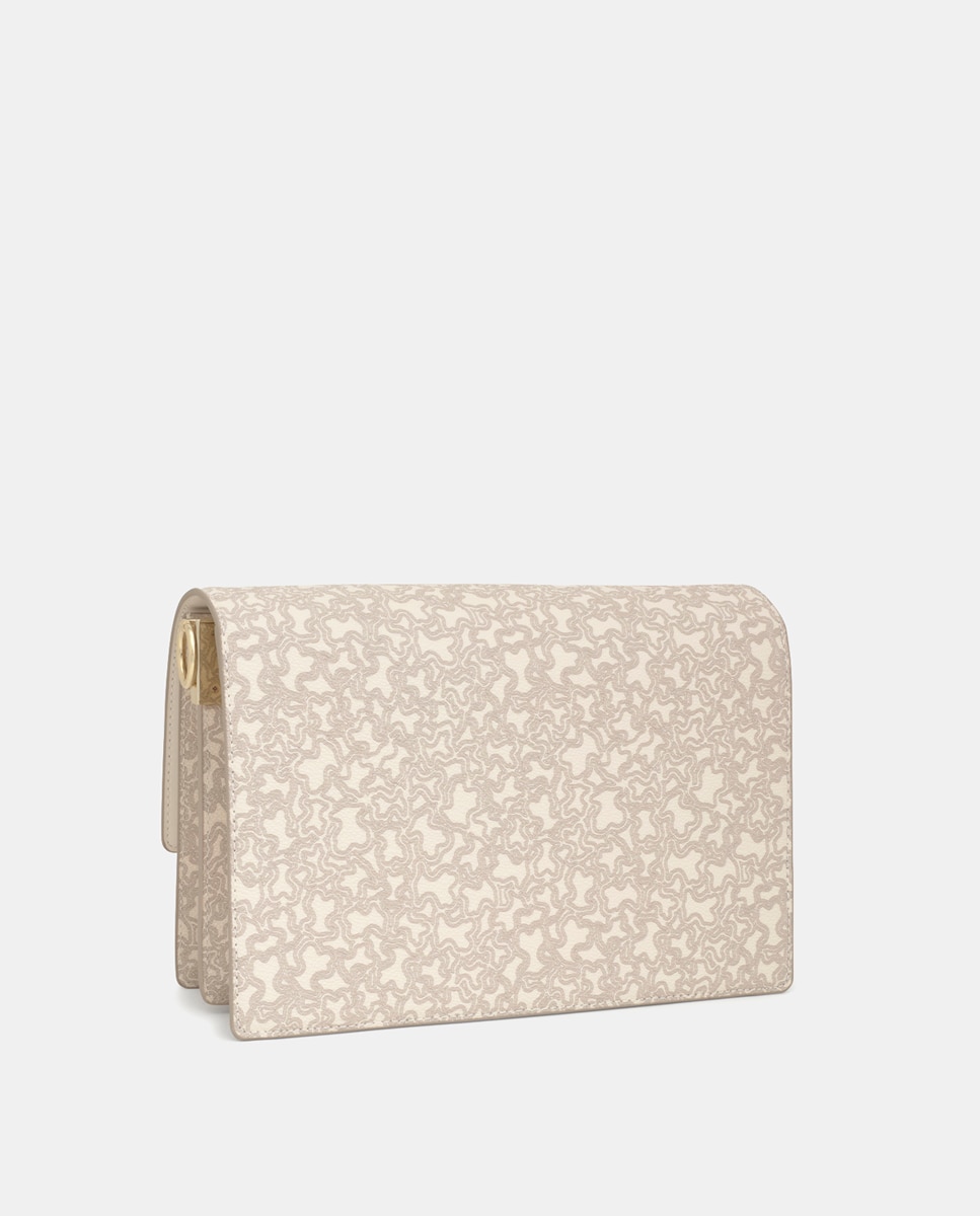 Bolso bandolera mediano con cierre de broche y solapa - Tous - Beige Beige-4