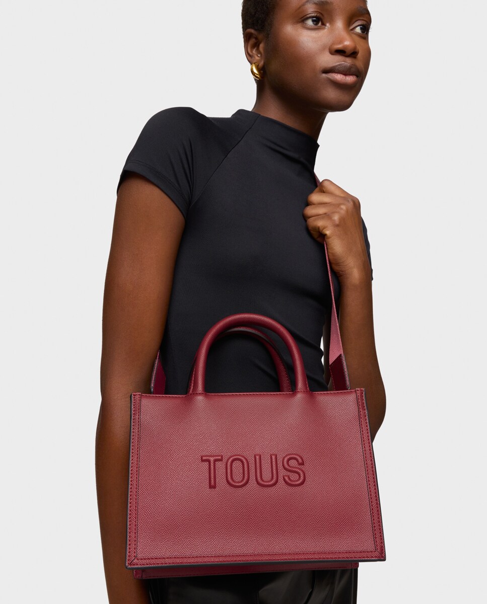 Handbag Bolso Tous Granate Bolso Shopper Mediano Con Cierre De