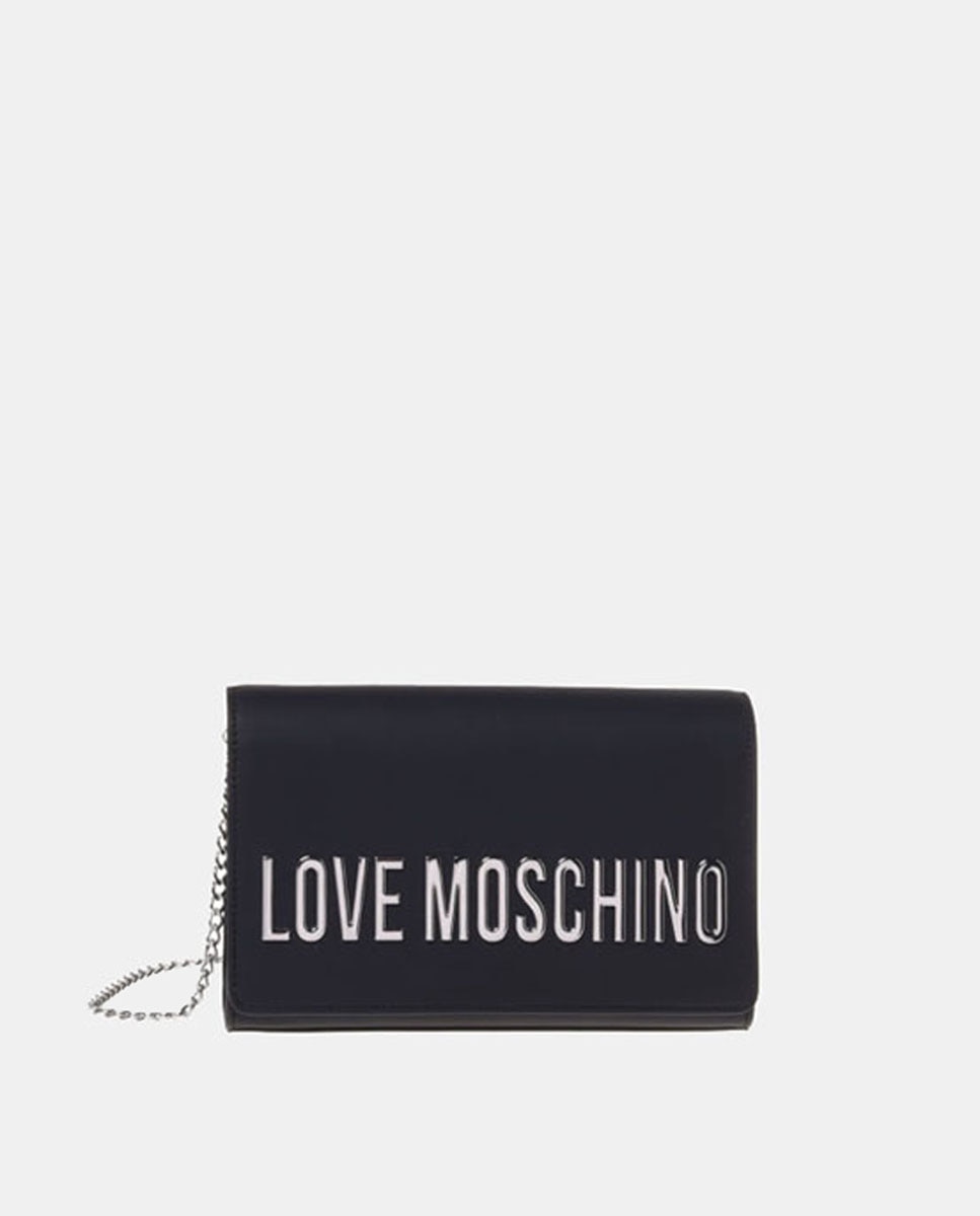 Imagen 1 de Bolso bandolera con solapa y cierre de botón inmantado - Love Moschino - Negro Negro