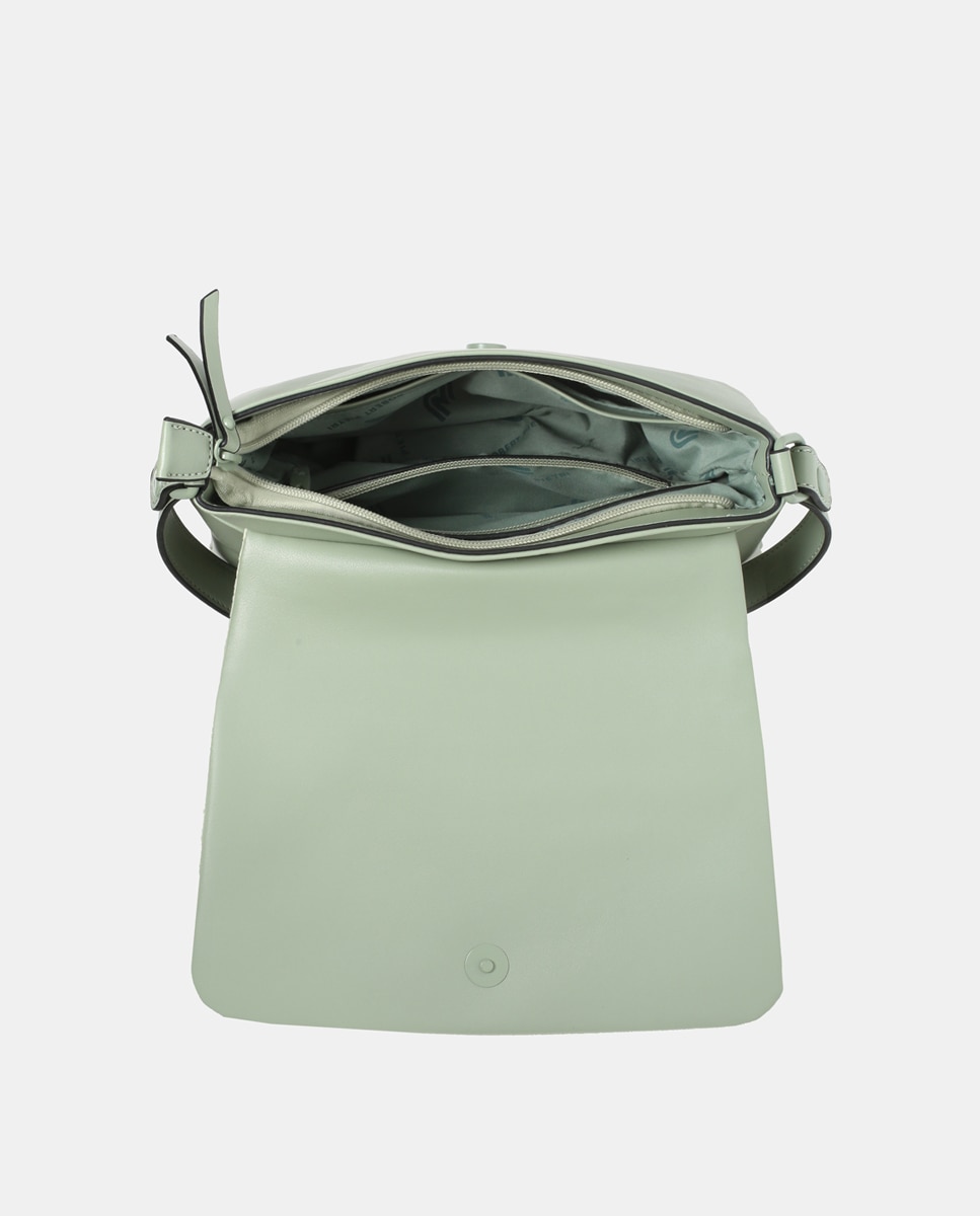 Mala Crossbody em PU Entrançado com Aba Verde-3