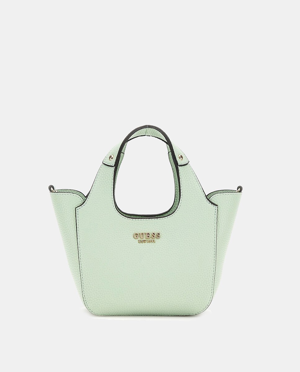 Mala de Ombro Tipo Tote Pequena com Fecho Magnético e Pochette Verde Água-2