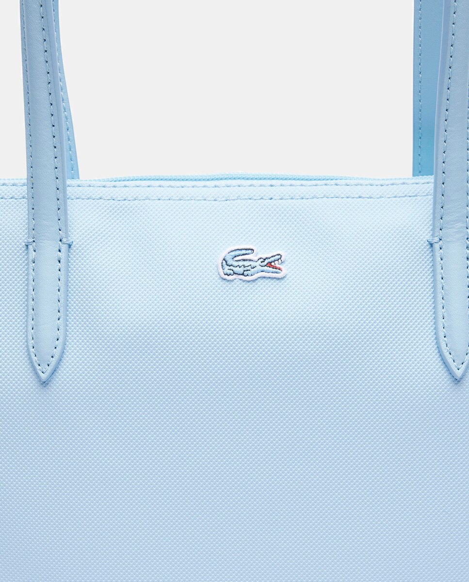 Mala Shopper Pequena com Fecho de Correr - Camel Azul-claro-4
