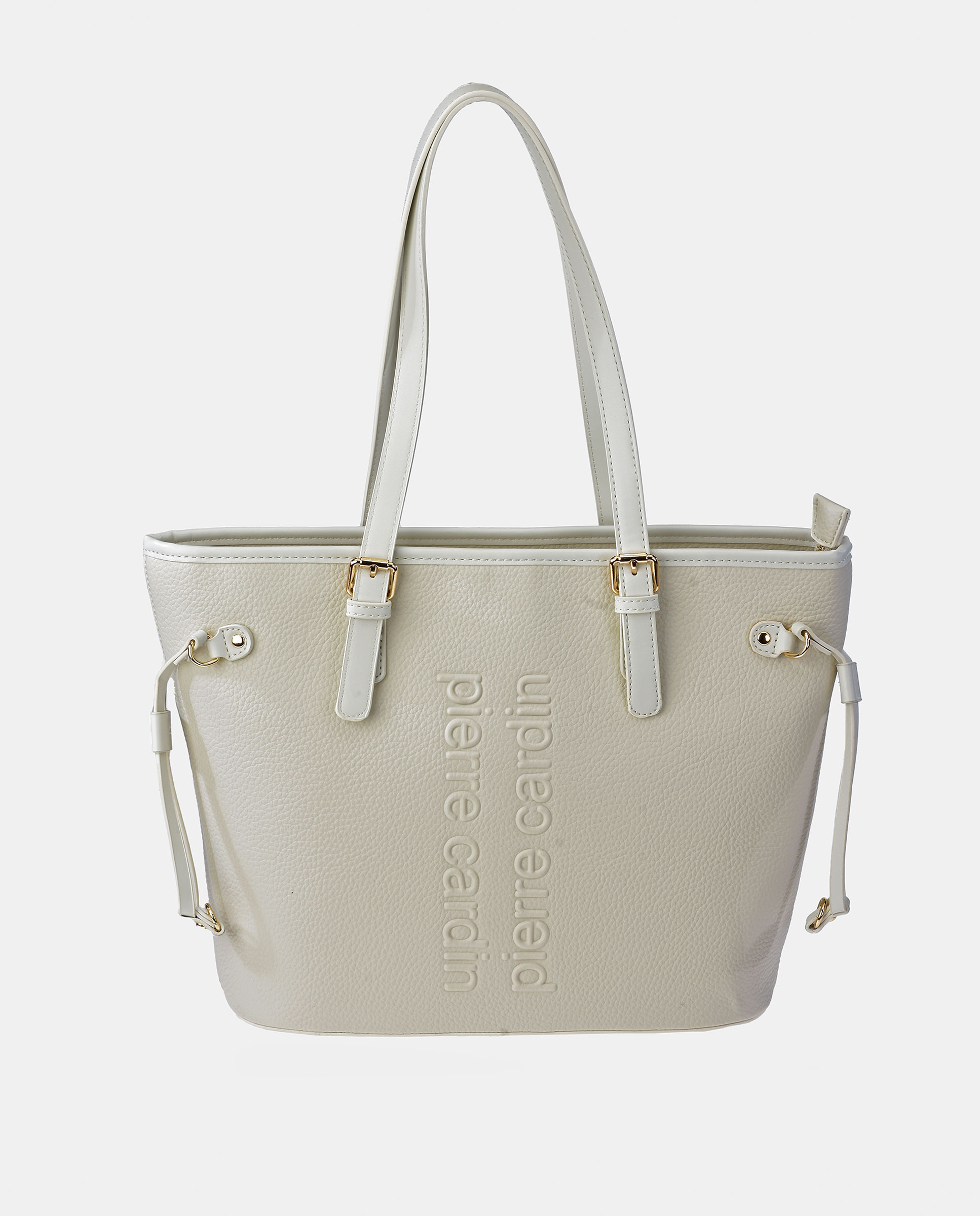Mala Shopper em Pele Sintética com Grão Fino Branco-1