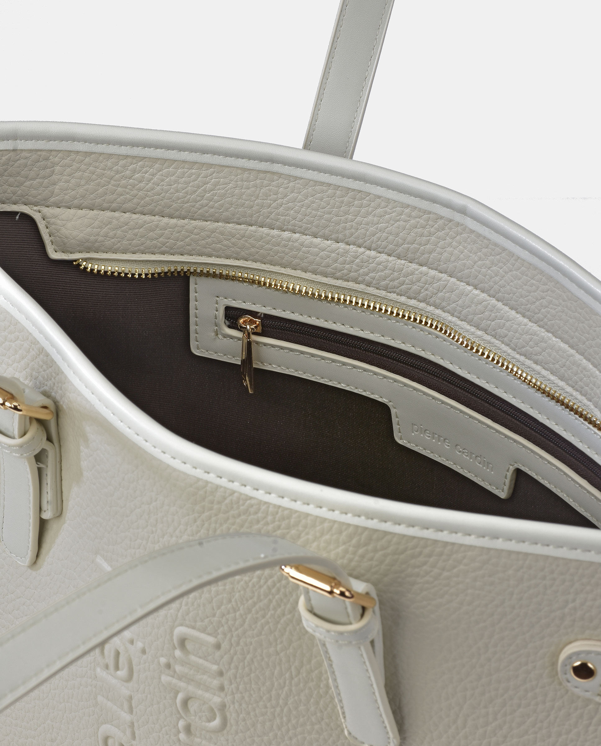Mala Shopper em Pele Sintética com Grão Fino Branco-2