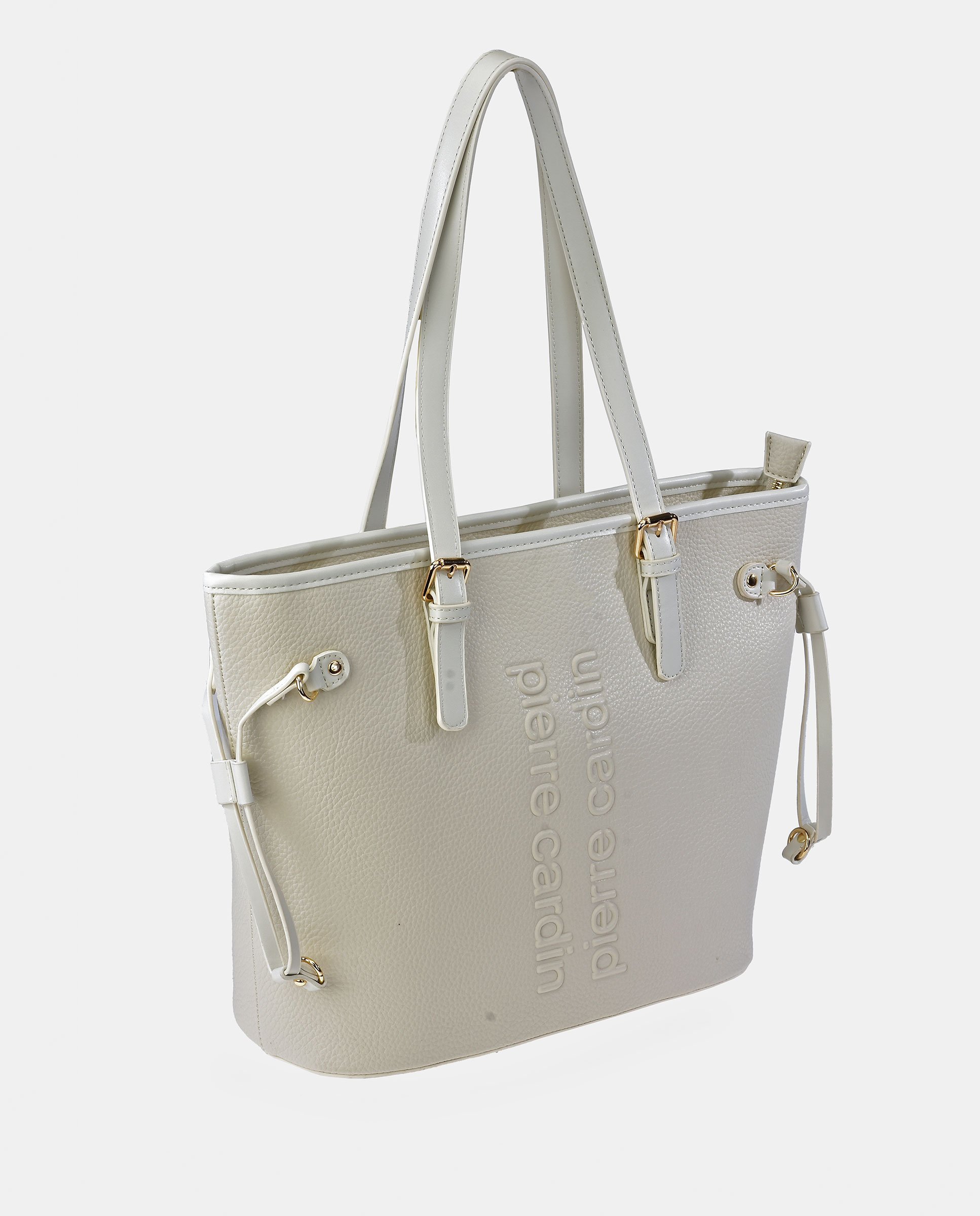 Mala Shopper em Pele Sintética com Grão Fino Branco-3