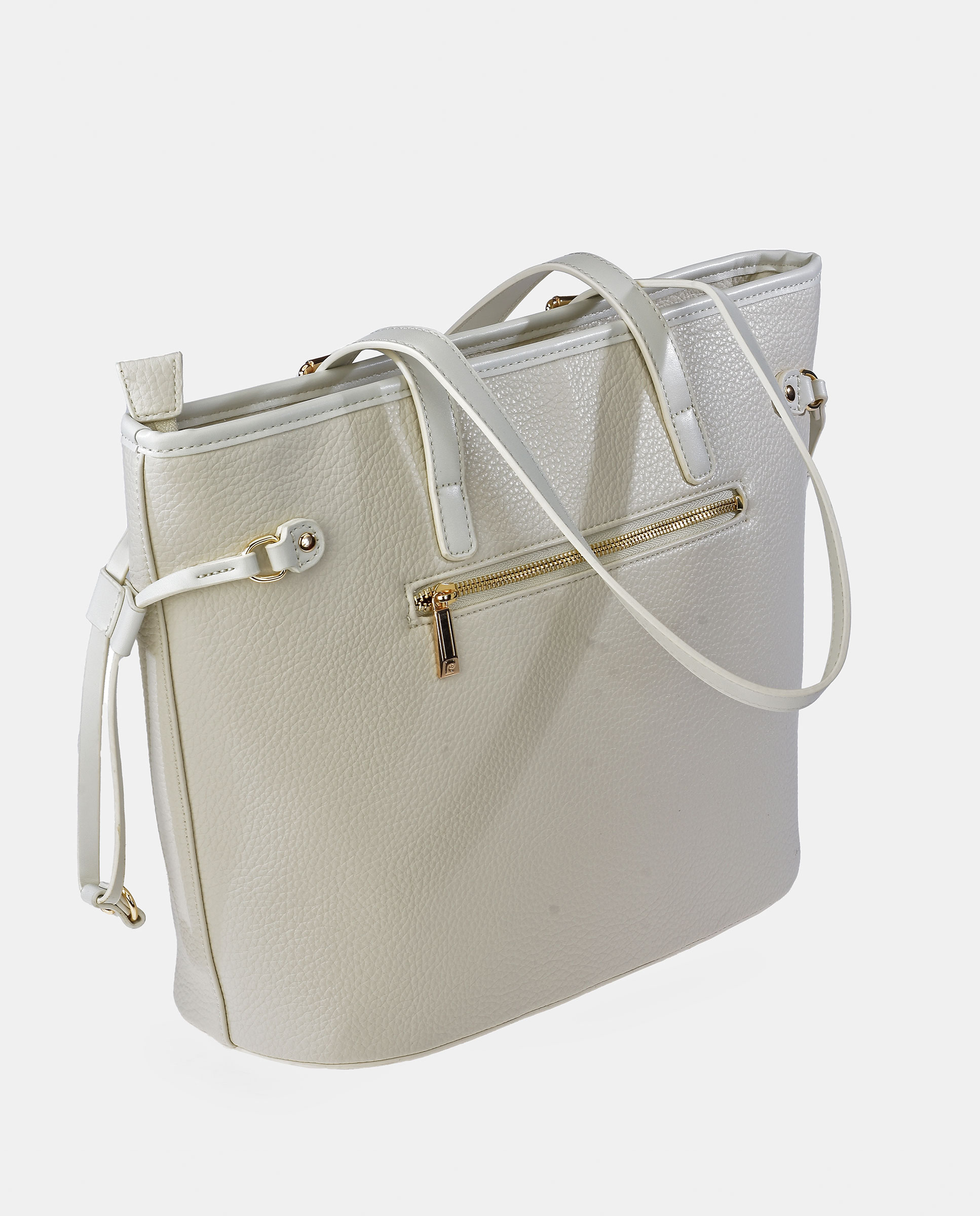 Mala Shopper em Pele Sintética com Grão Fino Branco-4
