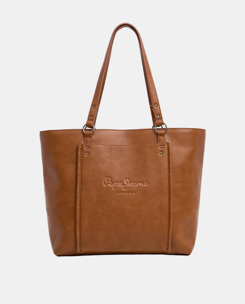Mala Shopper Bellamie Code com Bolso e Logótipo a Condizer à Frente Castanho-1