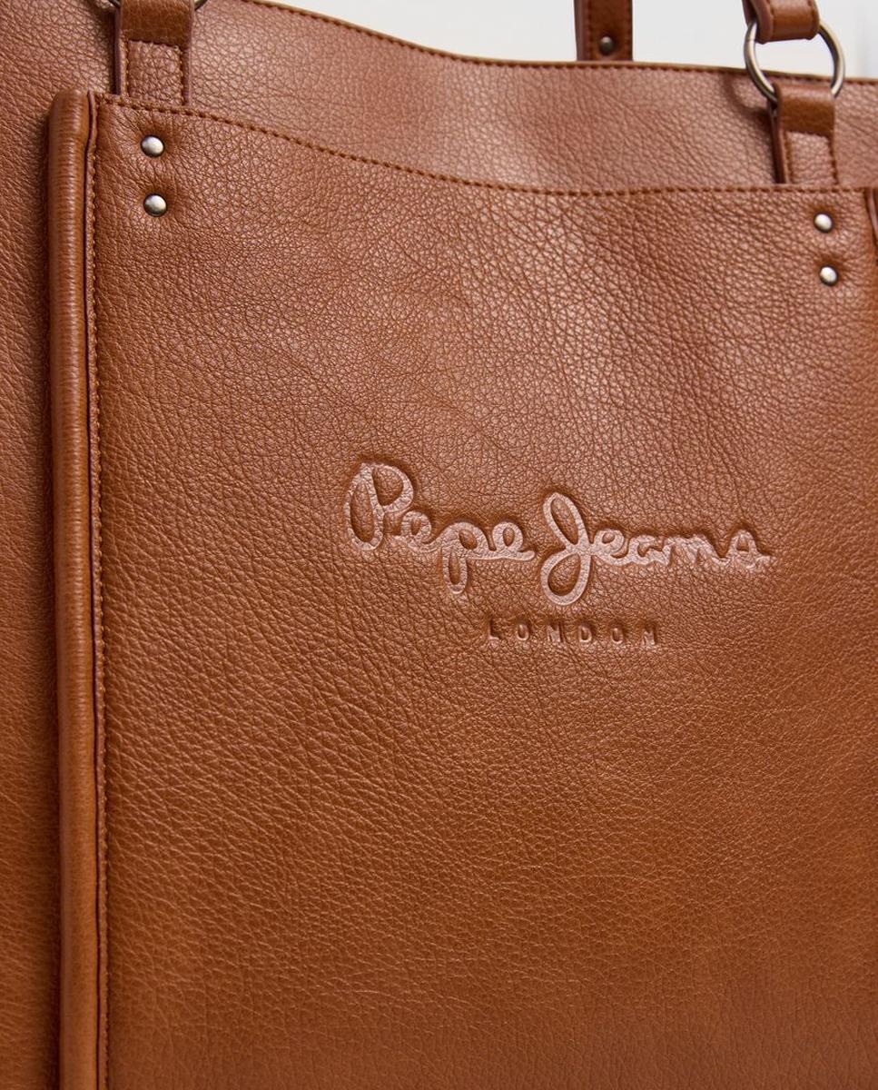 Mala Shopper Bellamie Code com Bolso e Logótipo a Condizer à Frente Castanho-3