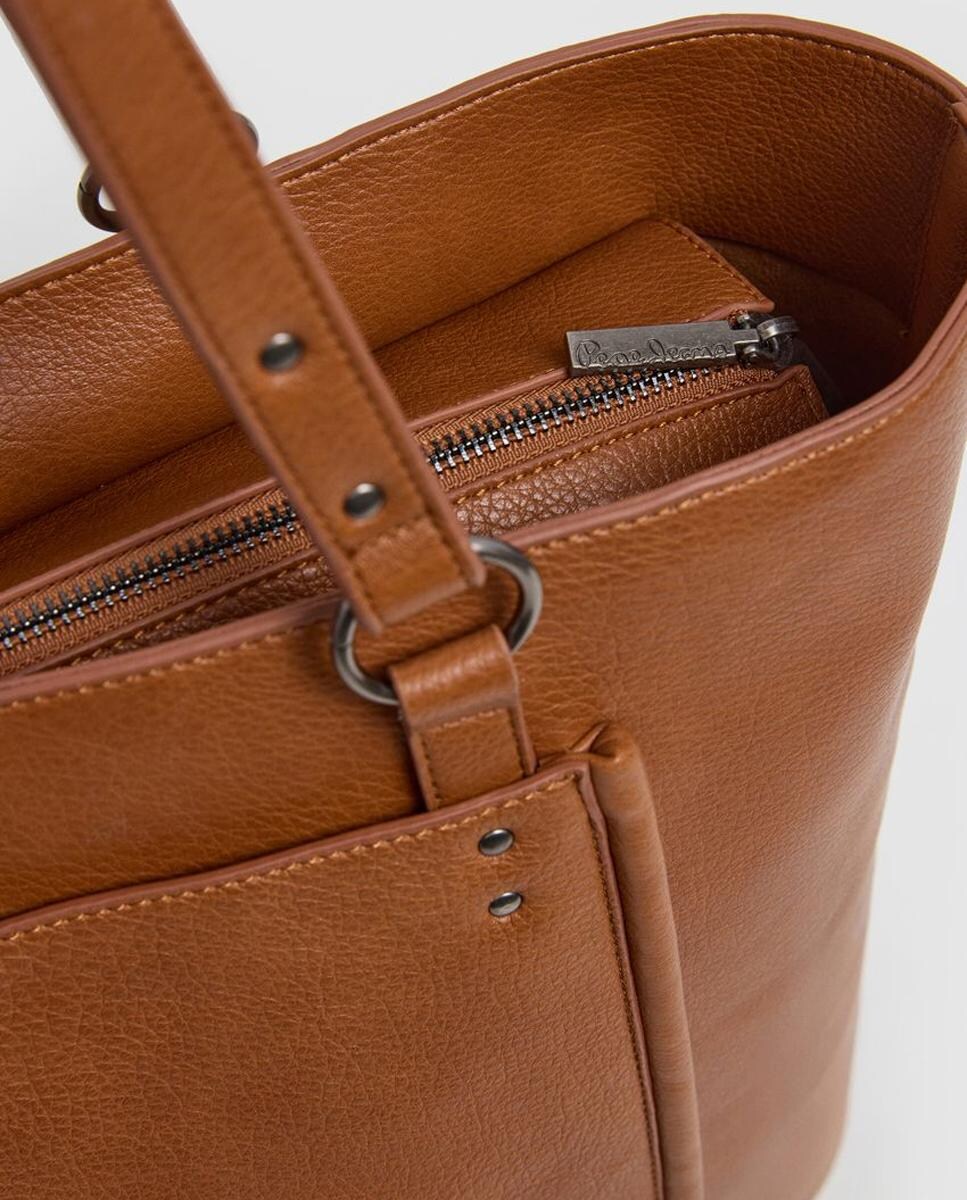 Mala Shopper Bellamie Code com Bolso e Logótipo a Condizer à Frente Castanho-4