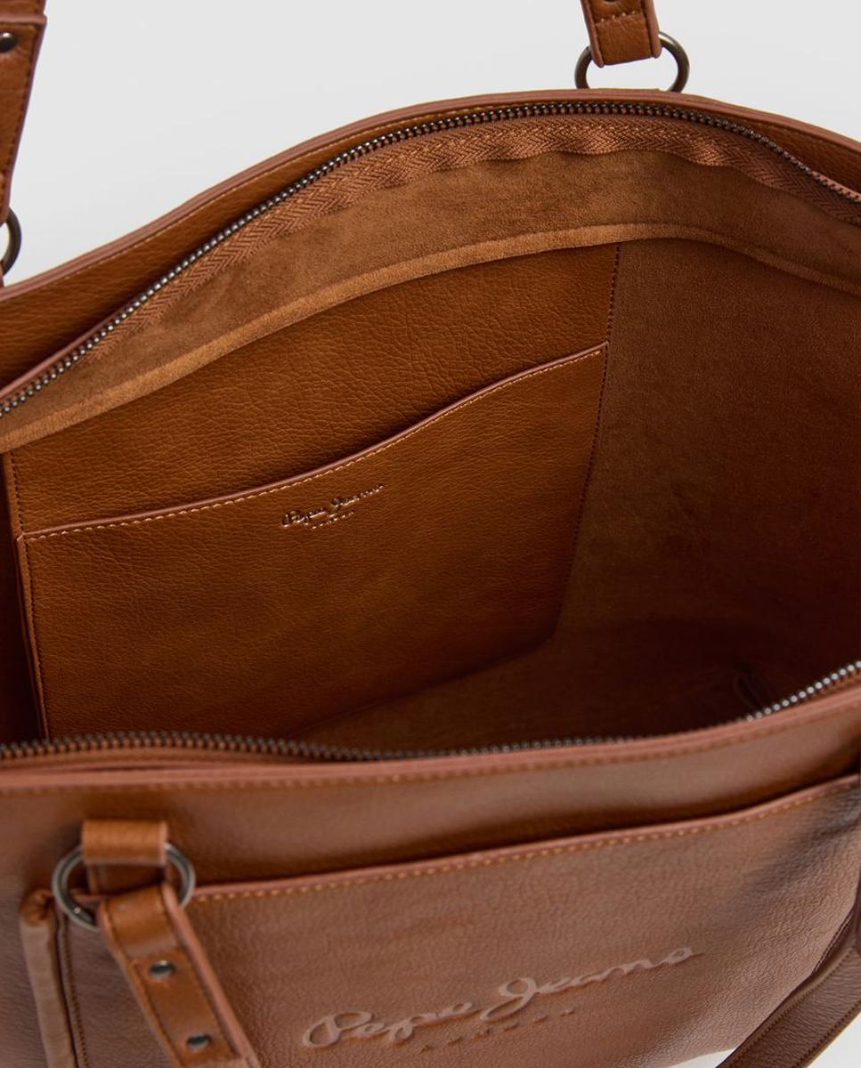 Mala Shopper Bellamie Code com Bolso e Logótipo a Condizer à Frente Castanho-5