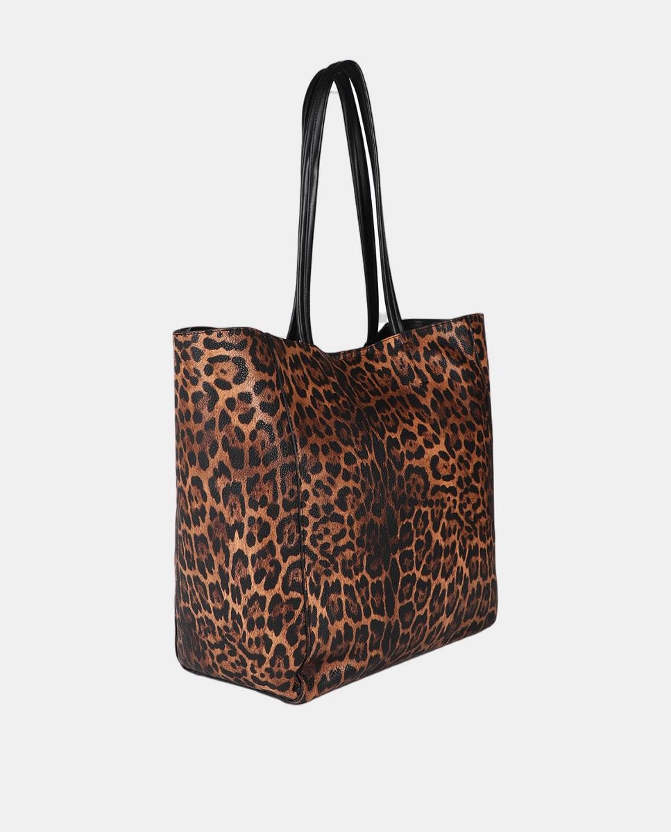 Bolso shopper animal print con logo LC leopardo · Lola Casademunt