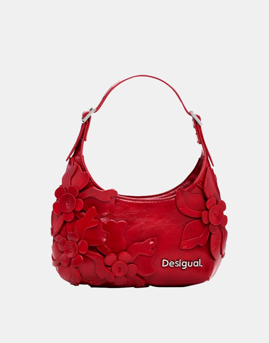 Mala Brilhante Pequena com Apliques Florais Vermelho-1
