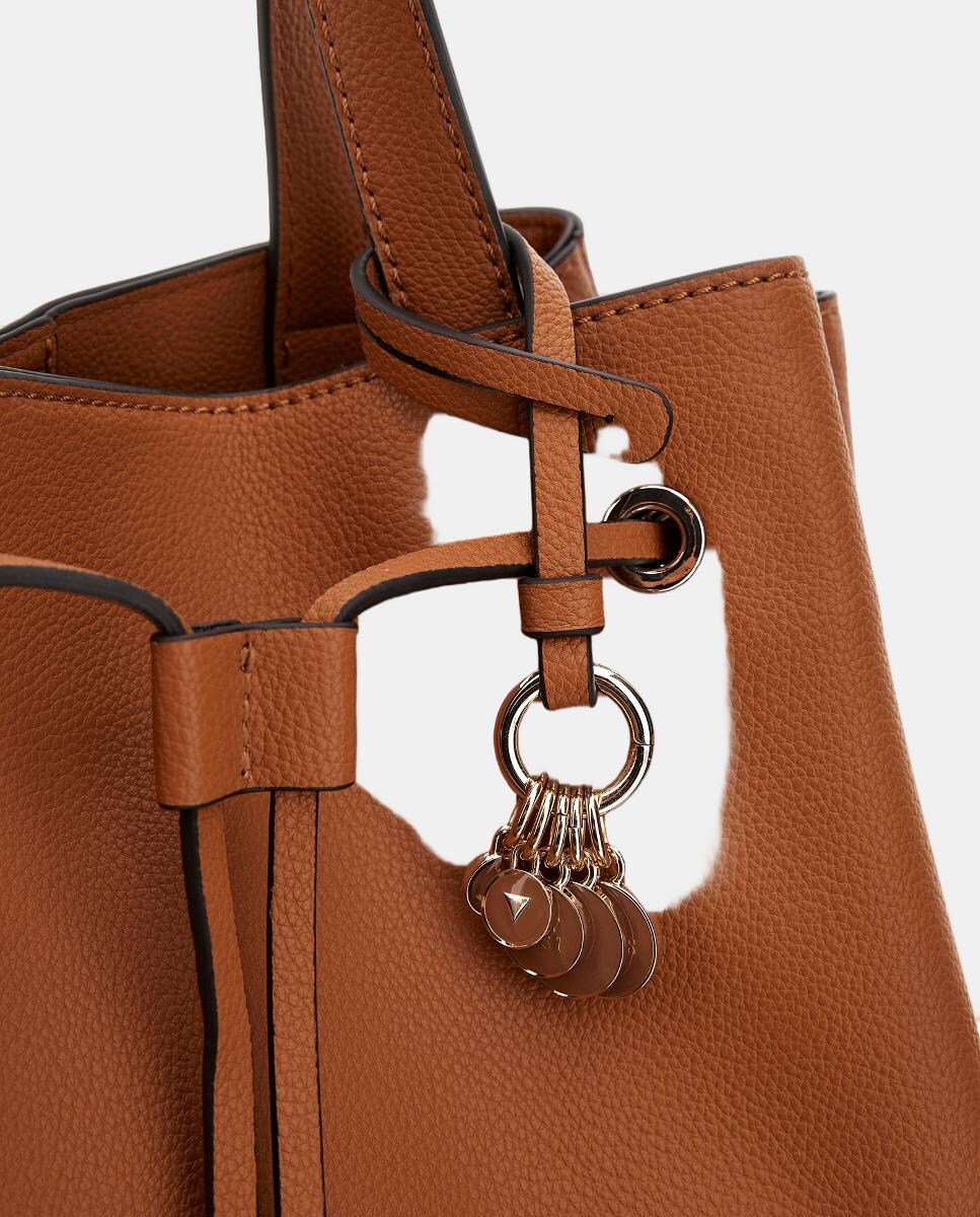Mala de Ombro Tipo Tote com Fecho Magnético Castanho-3