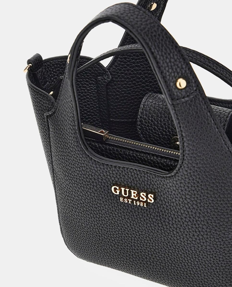 Mala de Mão Tipo Tote Pequena com Fecho Magnético e Pochette Preto-3